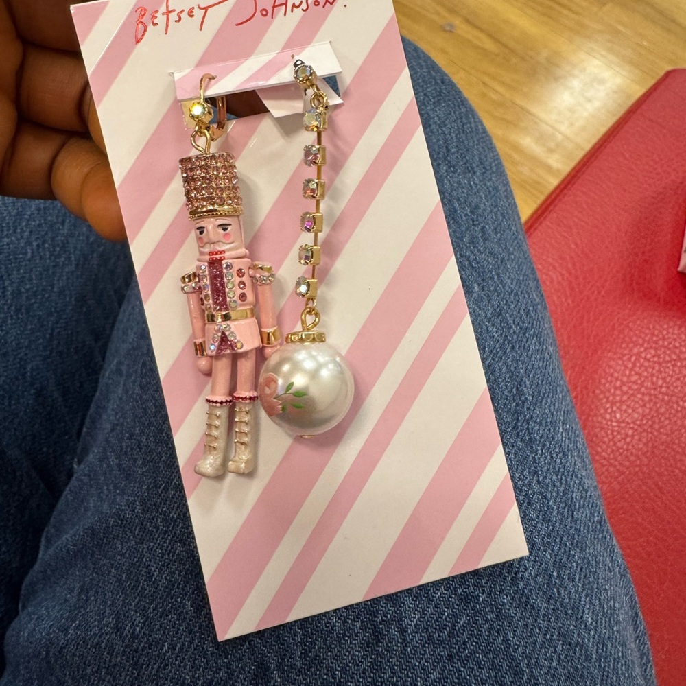 Betsey Johnson Pink Nutcracker Charm with Pearl Accent